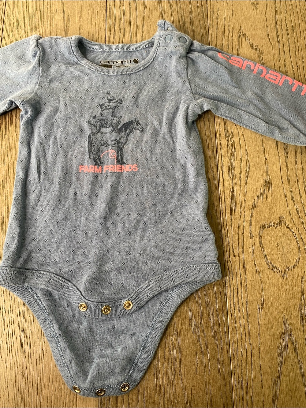 Carhartt Blue Baby One-Piece with Pink Logo Size 6M - 1454